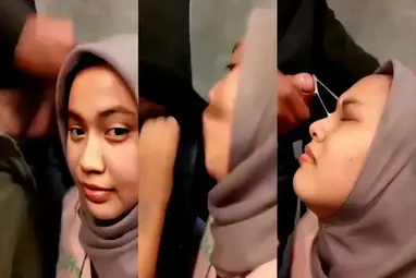 Jilbab Manis Sedot Sosis Sampai Crot Dimuka